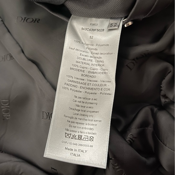 🛑SOLD🛑 Dior Men’s Embroidered Flower Logo Grey Bomber Jacket - Sz Large - Picture 14 of 14